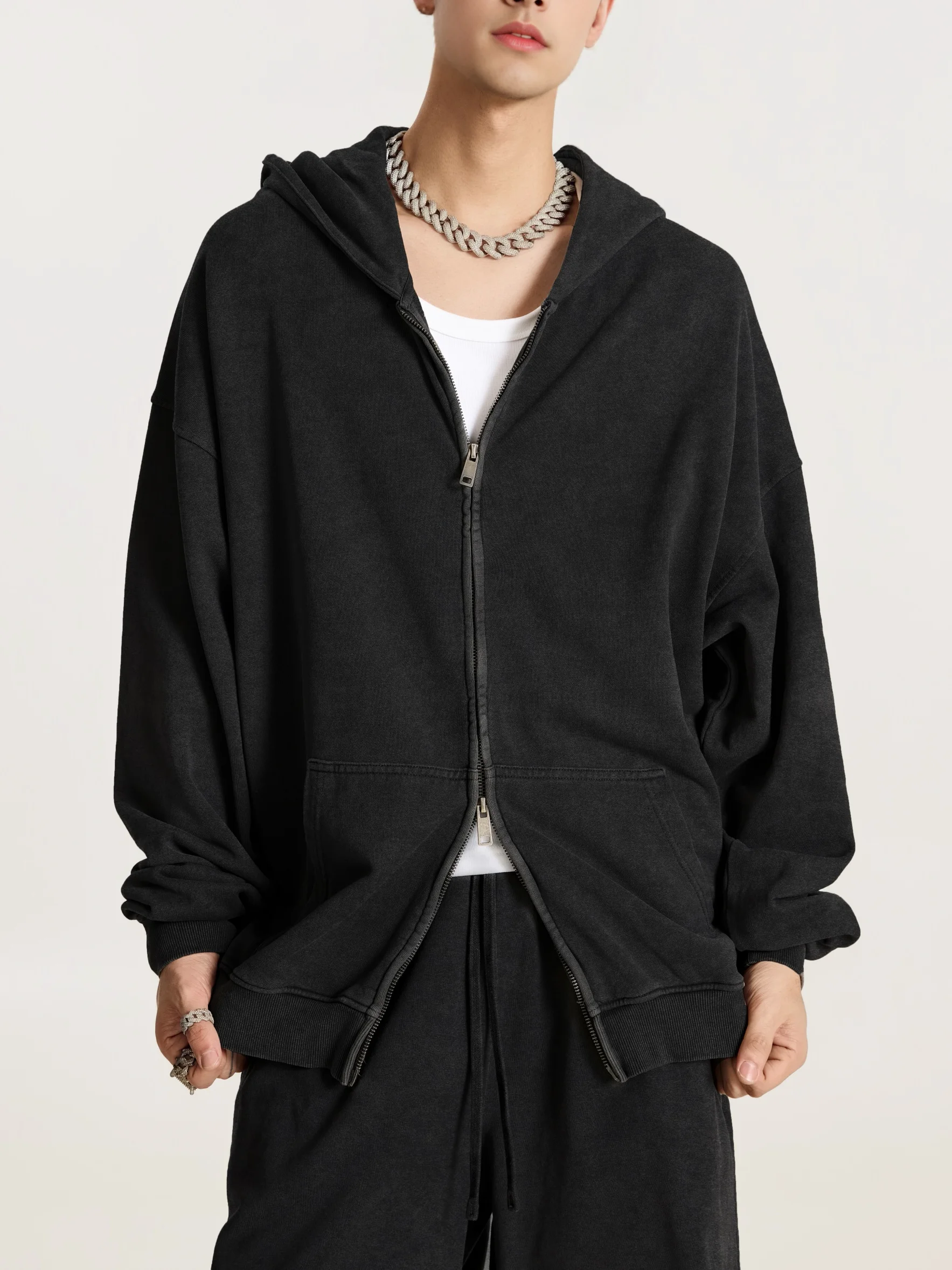 

Американский Sle Oversize с капюшоном, винтажный кардиган на молнии, толстовка, повседневная ленивая верхняя одежда, дышащая, стандартного кроя с капюшоном