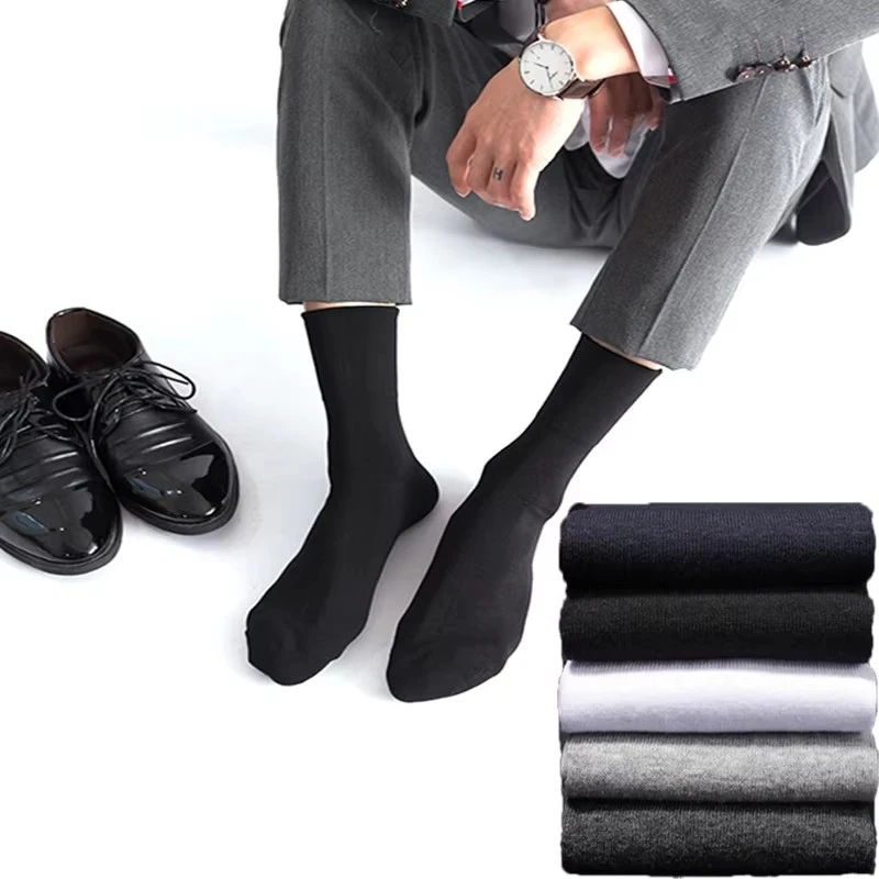 5/15Pair Men's 100% Cotton Socks Black White Gray Business M