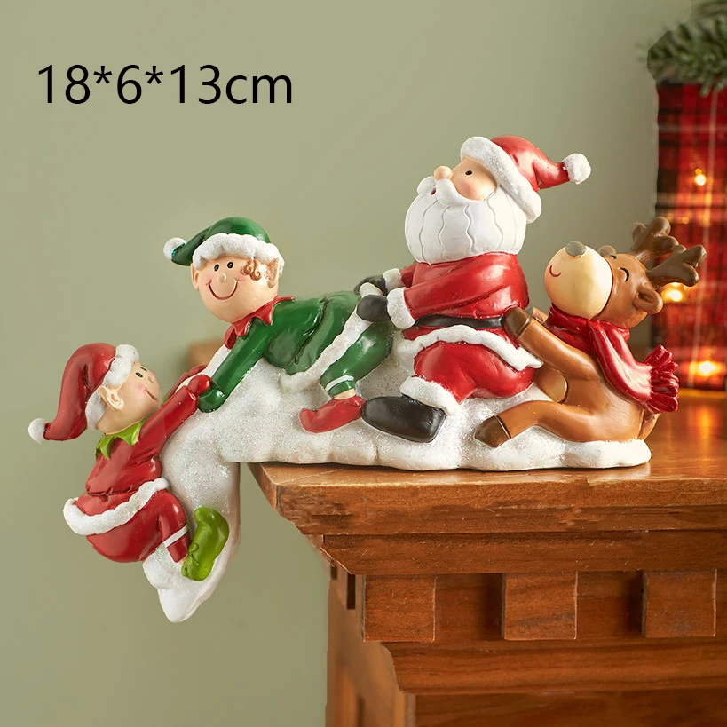 Christmas Resin Ornament Cute Helper Santa Figurines Craft 2022 Xmas Novelties Christmas Decoration For Home 2023 New Year Gift