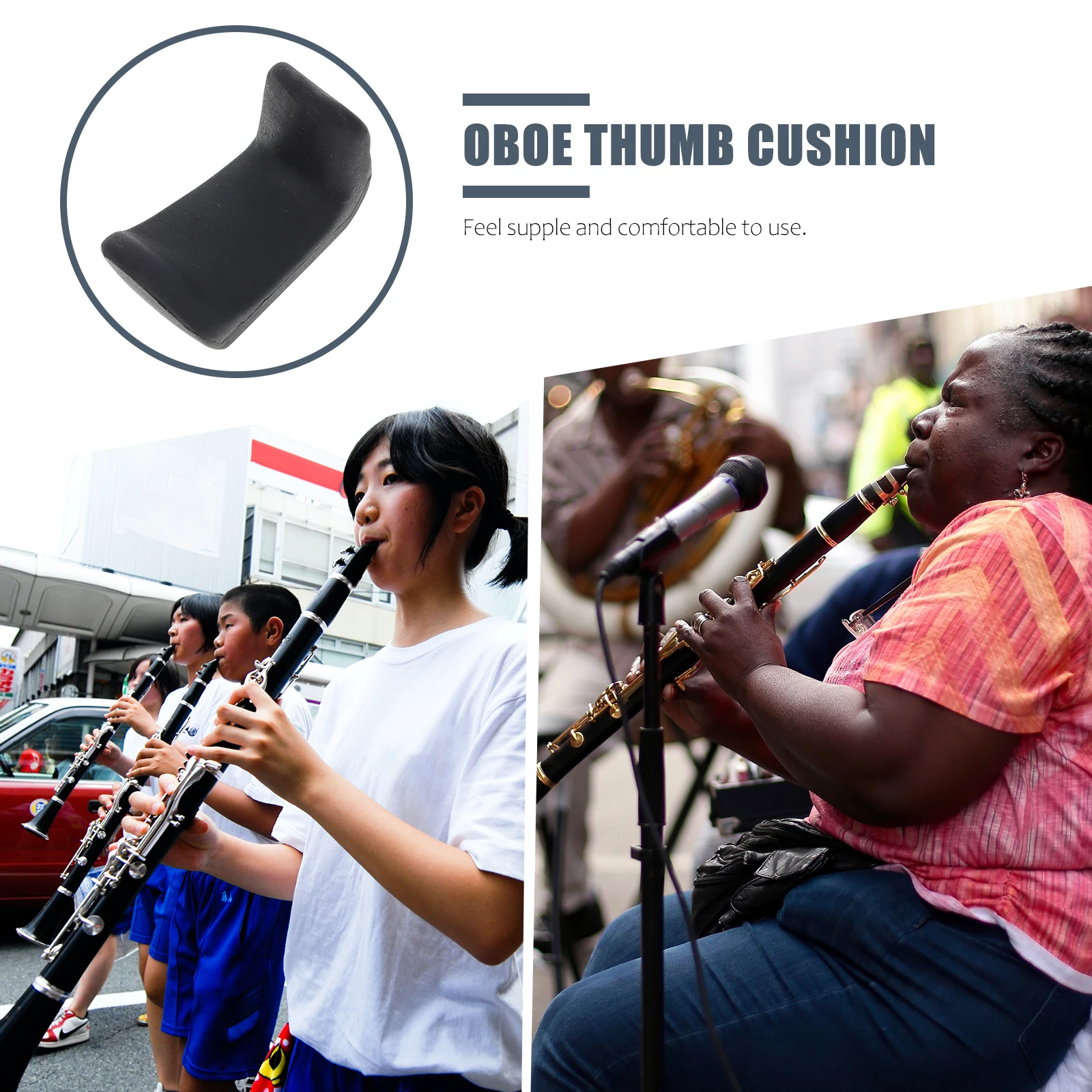 

2Pcs Black Rubber Clarinet Thumb Rests Durable Ergonomic Clarinet Thumb Cushion Oboe Finger Rest Finger Cushion for Oboe