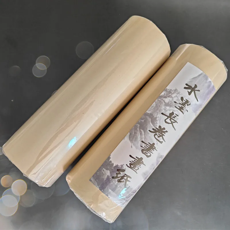 

1 рулон, 50 м, 100 м, бумага Сюань, китайская каллиграфия, живопись, необработанный полурис, материал для рукописного ввода, кисть, товары для рисования от руки