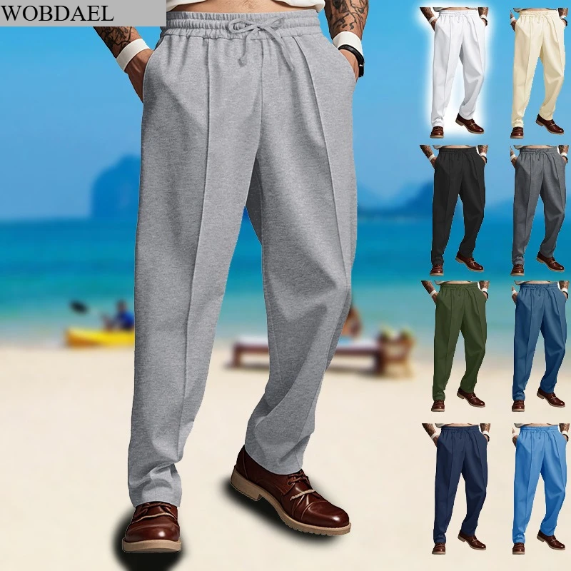 

WOBDAEL Mens Autumn Sweatpants Trousers Casual Pants Pocket Elastic Waist Plain Comfort Soft Outdoor Daily Fashion Streetwear