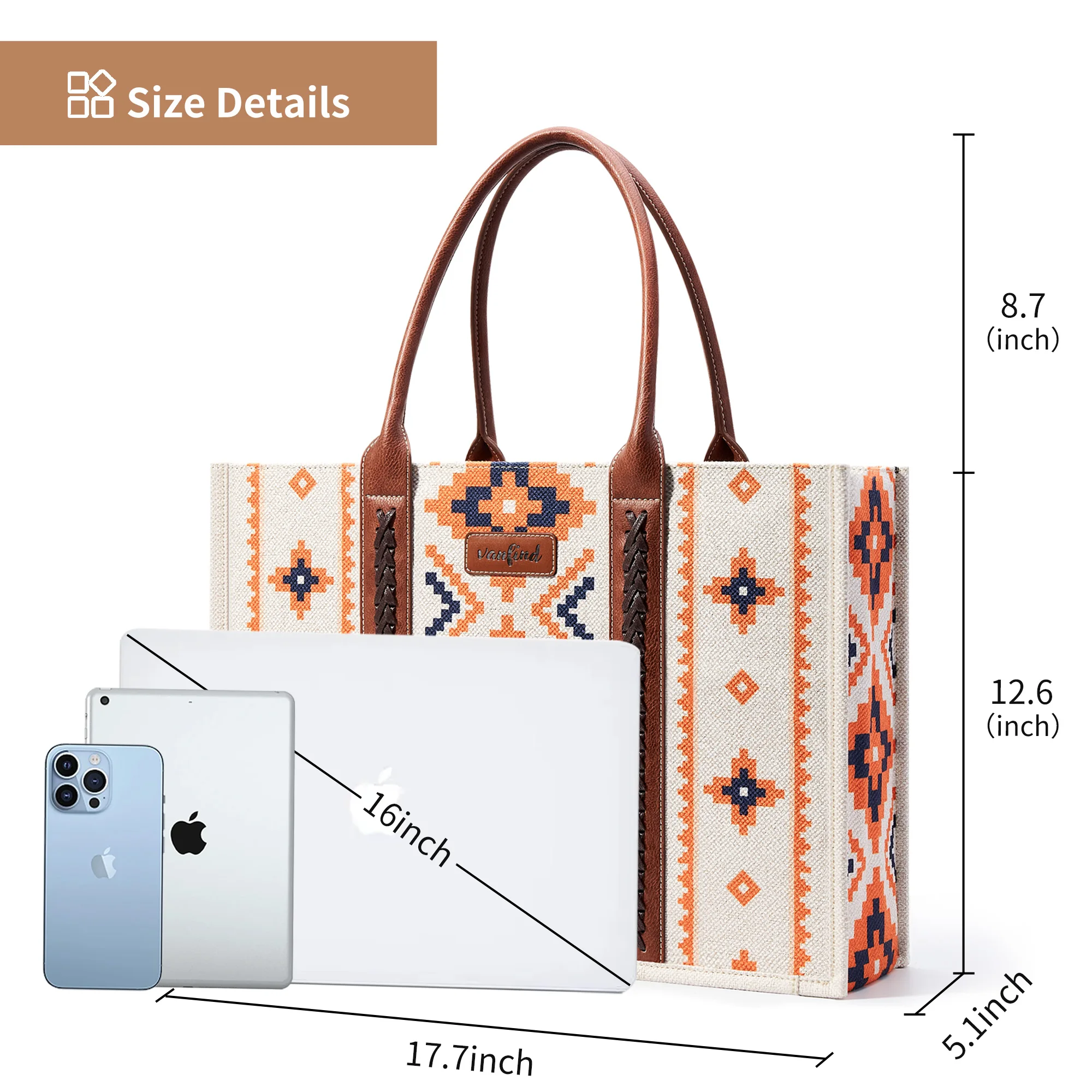 Bohemian Ethnic Print Women\'s Tote Bag, Large Capacity Canvas Crossbody Shoulder Handbag For Daily Use And Shopping