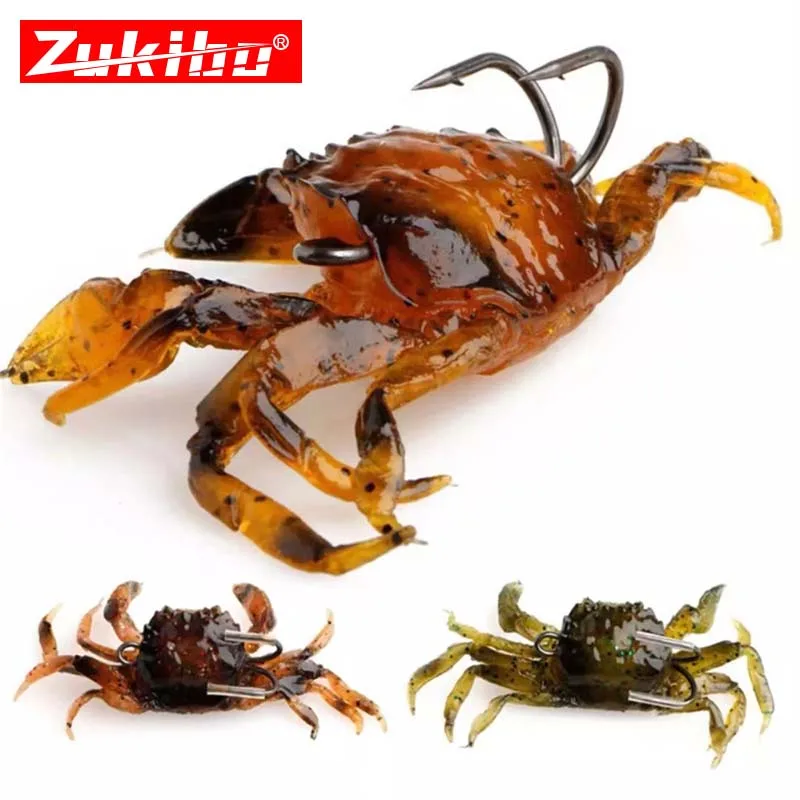 Señuelo cangrejo artificial 3D con anzuelos afilados