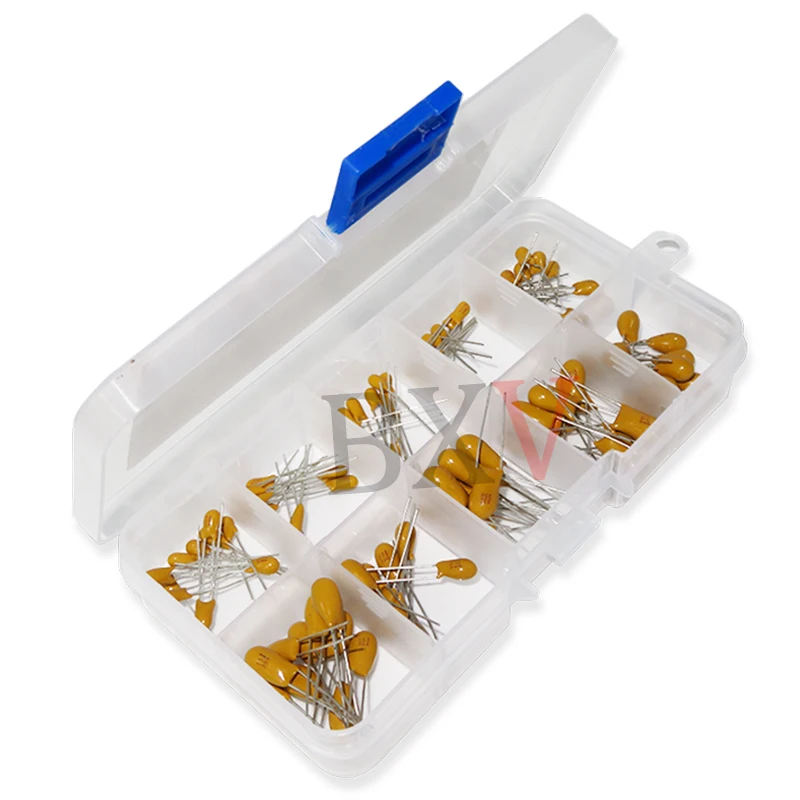 100PCS/Set 10Values 16V Tantalum Capacitor Assorted Kit Box Assorstment