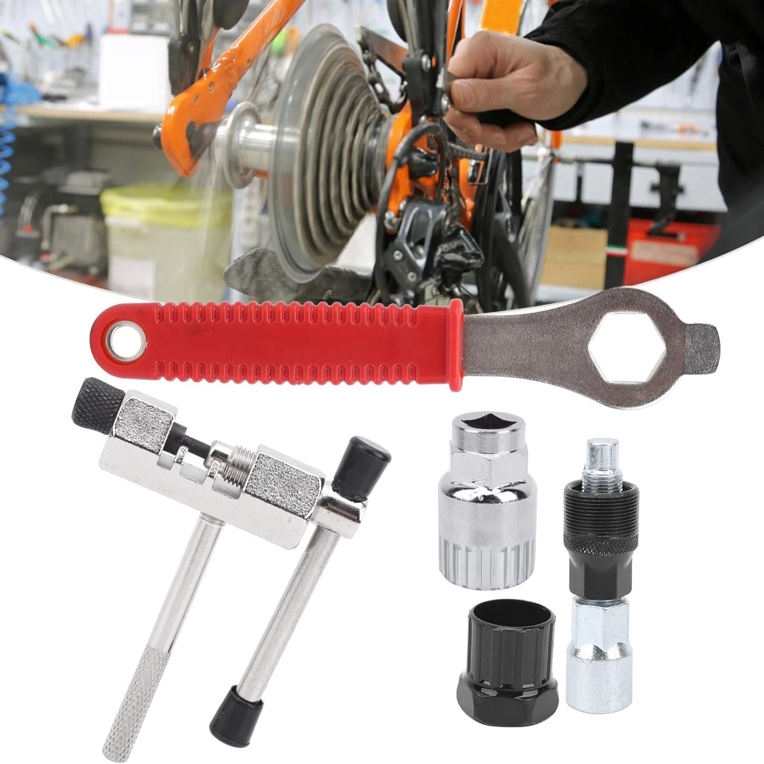 

Upgrade Your Bike Repair Kit with High-Quality Premium Essential Chain Breaker Tool Set - Easy-to-Use 16mm Hex Wrench Included -