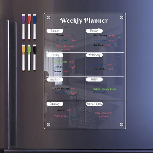 주간 플래너 보드 화이트 보드 아크릴 냉장고, 마그네틱 냉장고, 클리어 냉장고 일정, 일일 계획 주방 