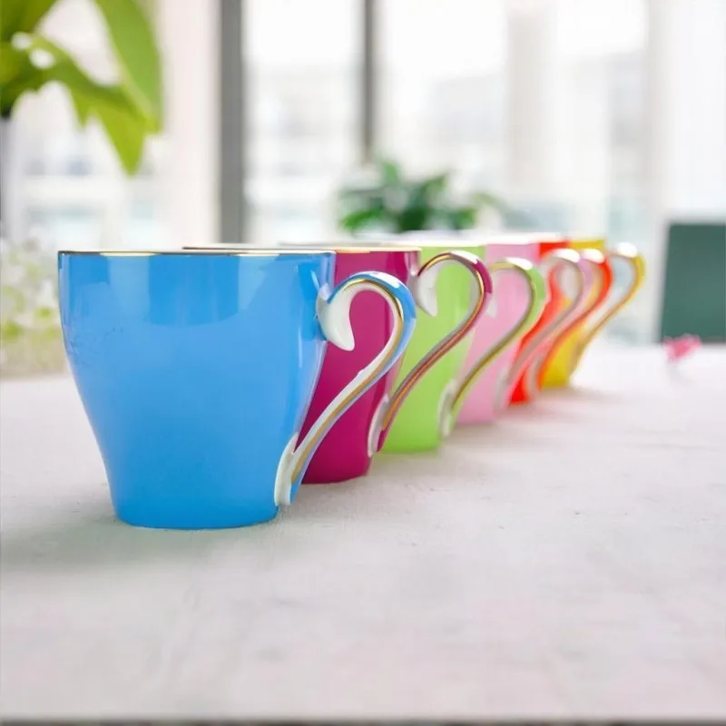 220ML, colorful bone china coffee cup and saucer set, nespresso cup set, tazas cafe termos coffee mug, Cappuccino cup set