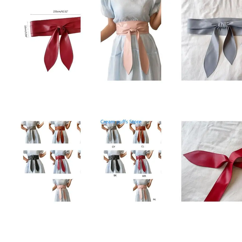 50LE Delicate Wide Cinches Belt for Dress Multicolored Belt Tie Wrap Obi Belt