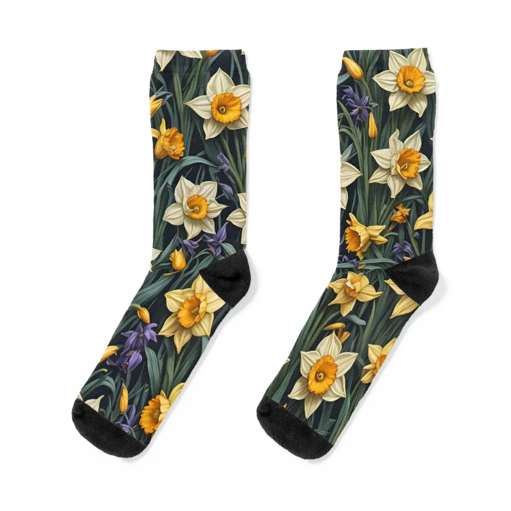 Daffodil Flower Seamless Pattern (March Birth Flower) Socks golf designer custom sports funny gift Socks Women Men's