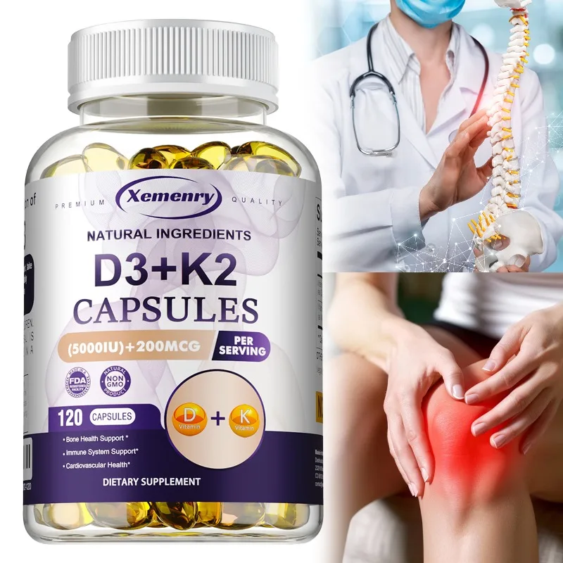 

Vitamin D3 + K2(MK7) Supplement - Bone, Joint, Heart, Immune, Teeth and Skin Health Support - Non-GMO Supplement
