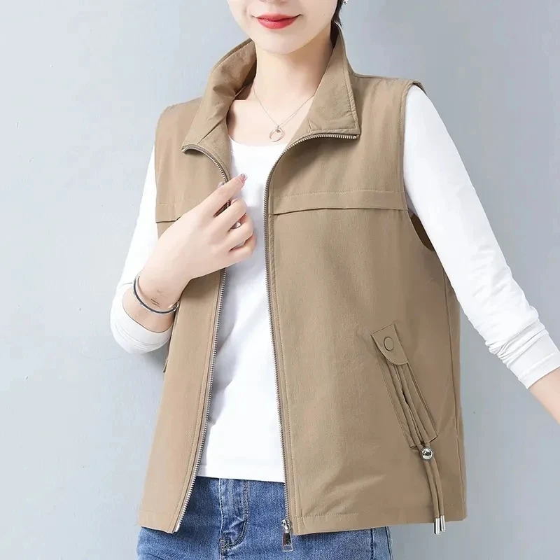 

Spring And Autumn Women Short Vest Coats 2024 New Female Middle-aged Mother Waistcoat Joker Casual Cardigan Coat Vest Joker Tide