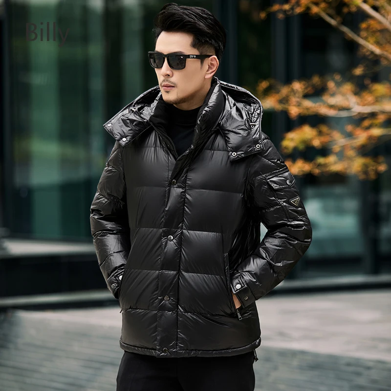 Shiny Hooded Short Down Jacket Duck Down Padding Designer Clothes Men Lightweight Padded Jackets 2024 Winter Man Coats