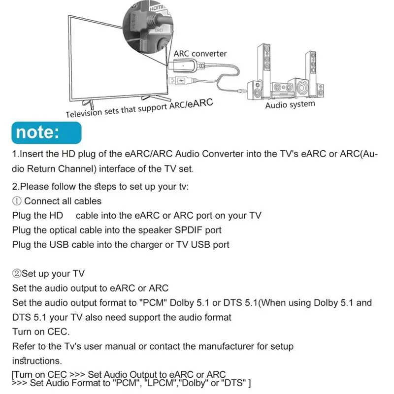 B67C Dolby/DTS 5.1 Compatible 192Khz EARC/ARC To Optical Audio Converter Extractor Adapter For Home Theater Systems