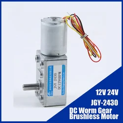 12V 24V DC Worm Gear Brushless Motor Adjustable Speed Can CW CCW Self-locking JGY-2430 High Torque Electric Motor