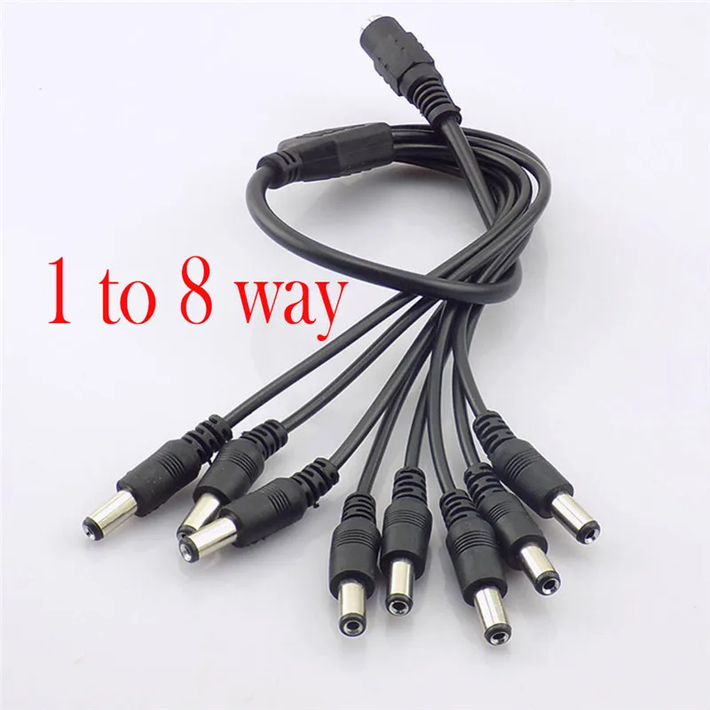 2.1*5.5mm 1 Female To 2 3 4 5 8 Male DC Power Splitter Plug Cable for CCTV Security Camera Accessories Power Supply Adapter
