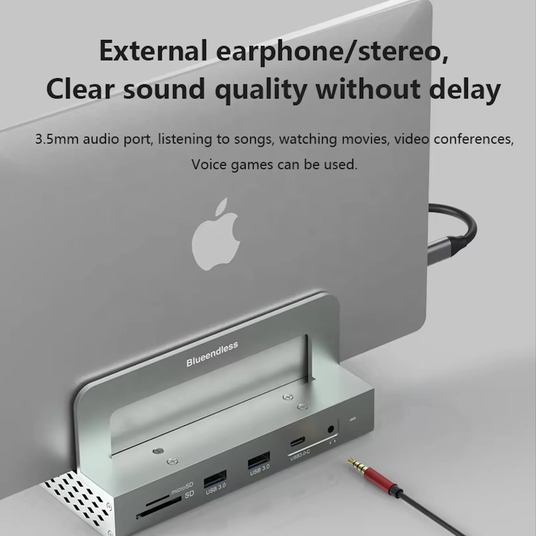 Docking Station verticale 11 In 1 con HDMI 4K 60Hz, PD 100W ,USB 3.0 e SD/TF, HUB USB C regolabile multiporta per Macbook ,Notebook