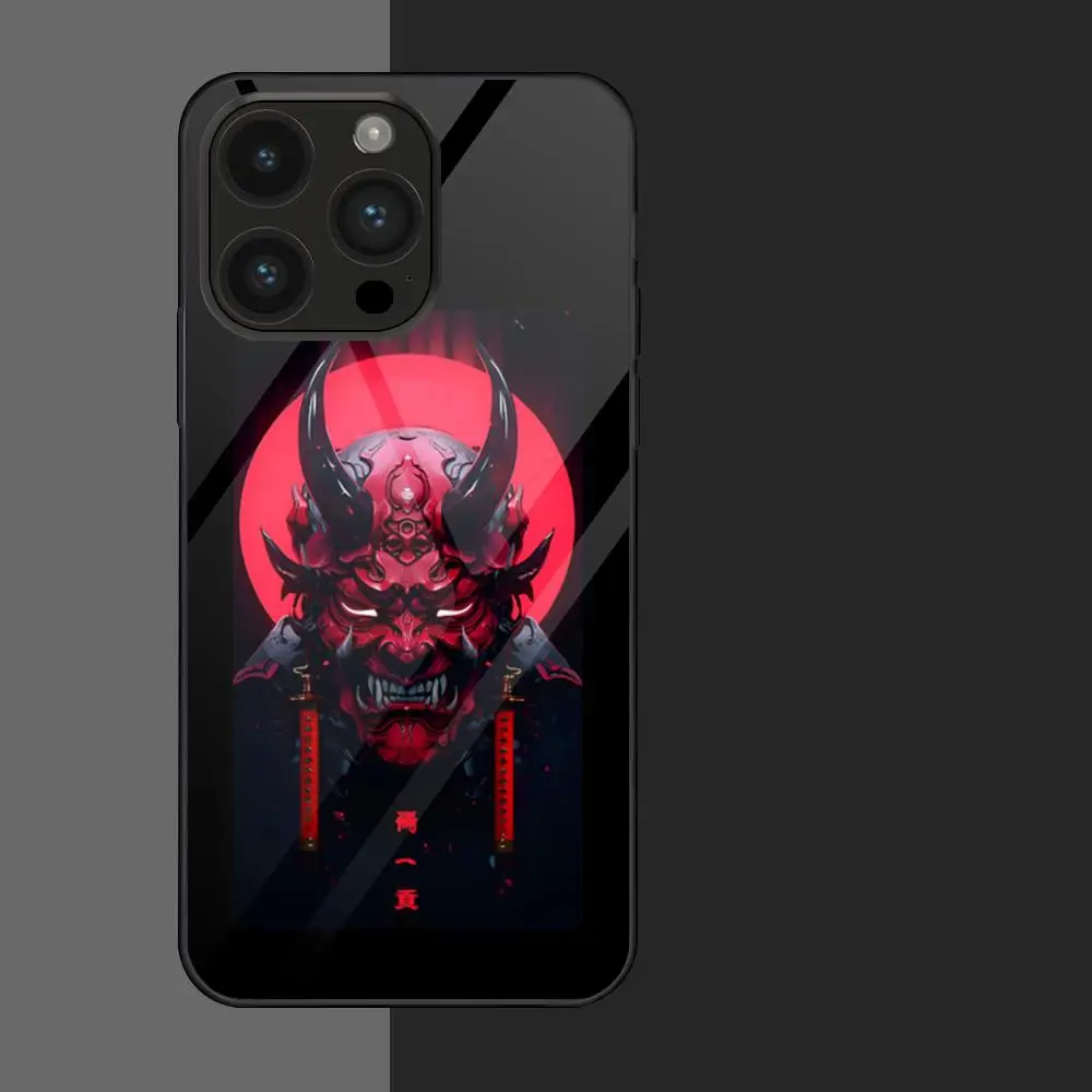 Japan Ghost Face Samurai MAISTO Phone Case Glass Phone Case For Iphone 16 15 14 13 11 12 Pro Max Xr X Xs 8 7 Plus