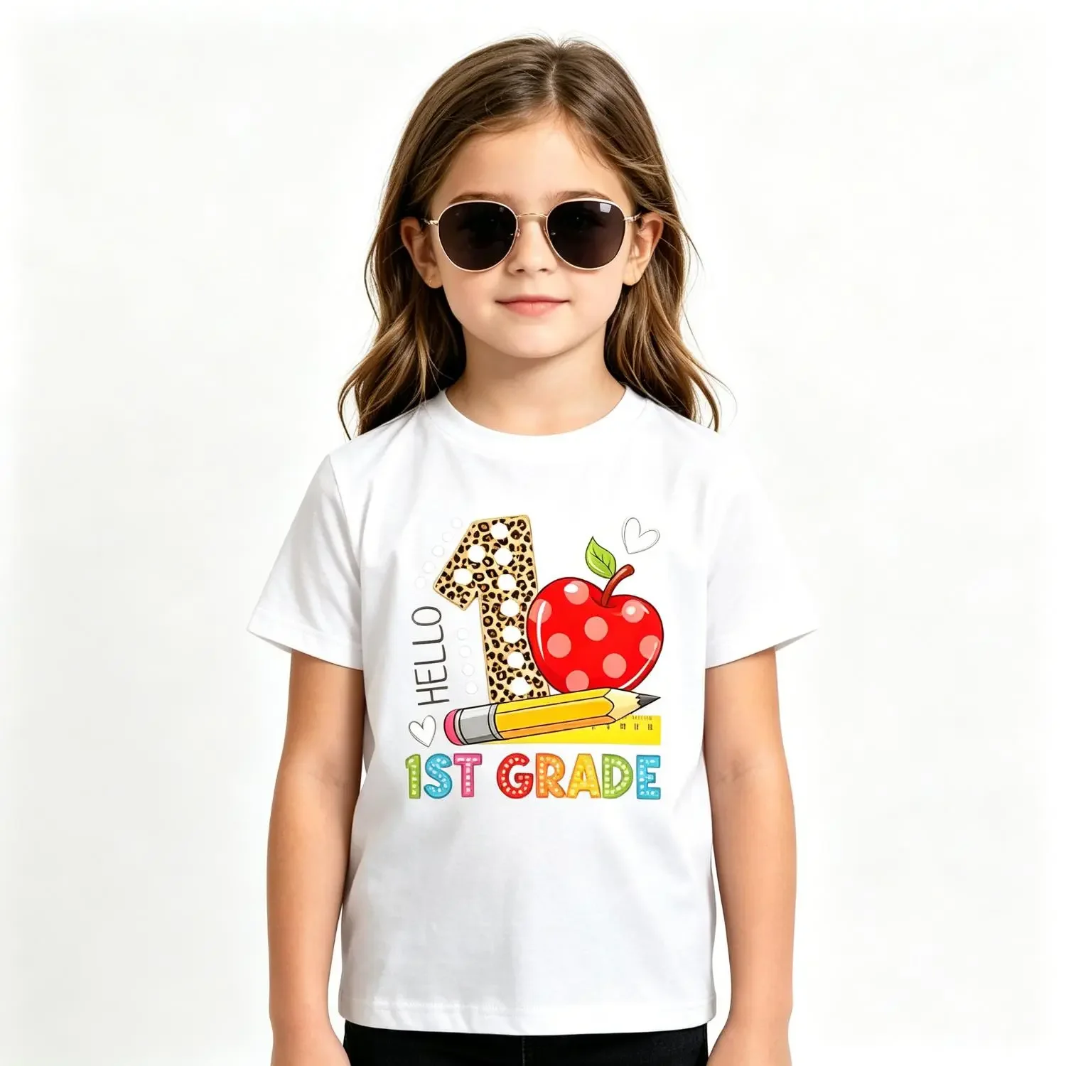 Boys Girls First Day of School Hello 1St Grade T-Shirt, Casual Comfortable Top Streetwear Fashion Casual Summer T-Shirt