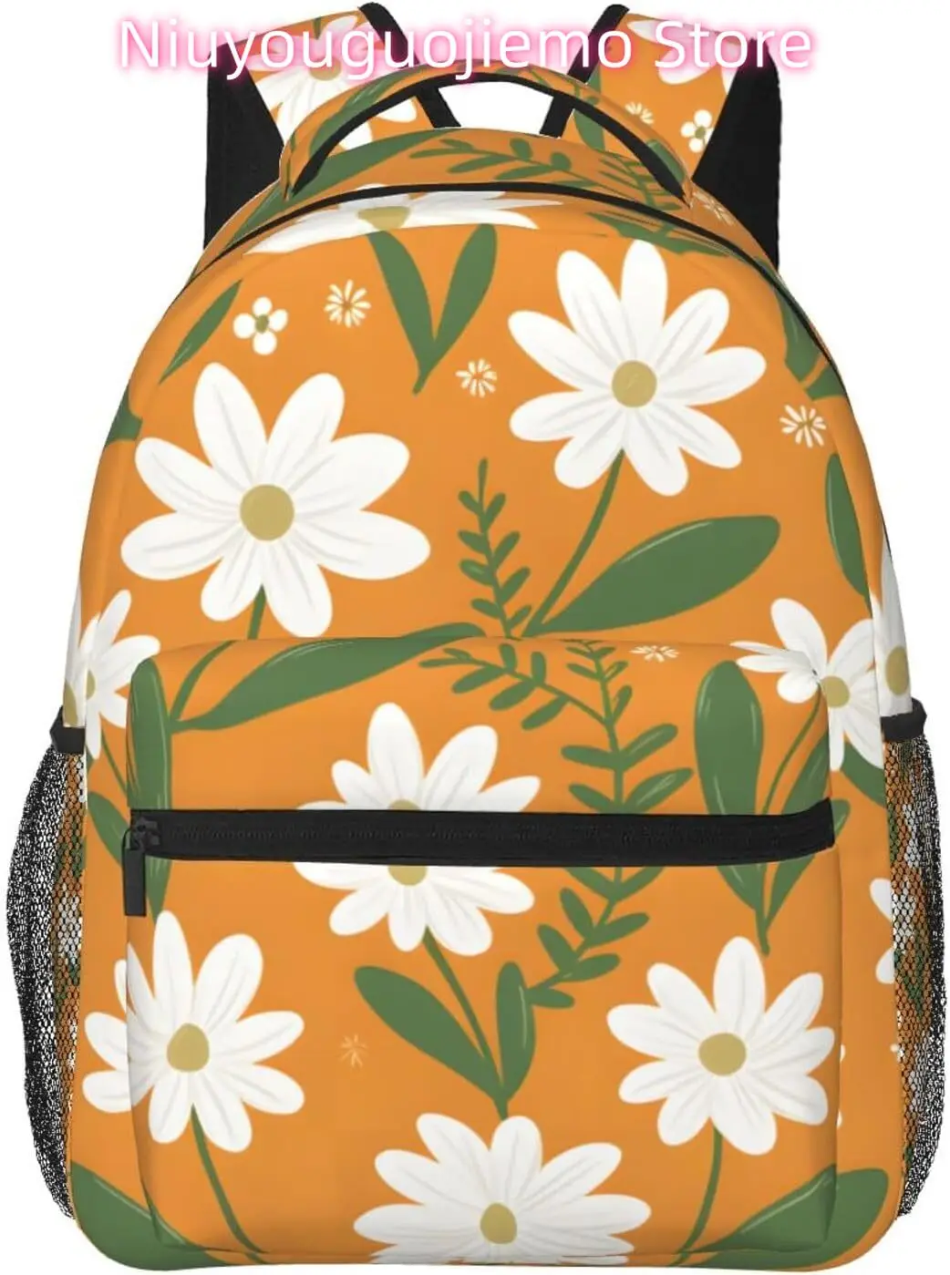 

laptop bag back to school Funny White Flowers Lightweight Laptop Backpack Lightweight Multipurpose Travel Casual Daypack Unisex