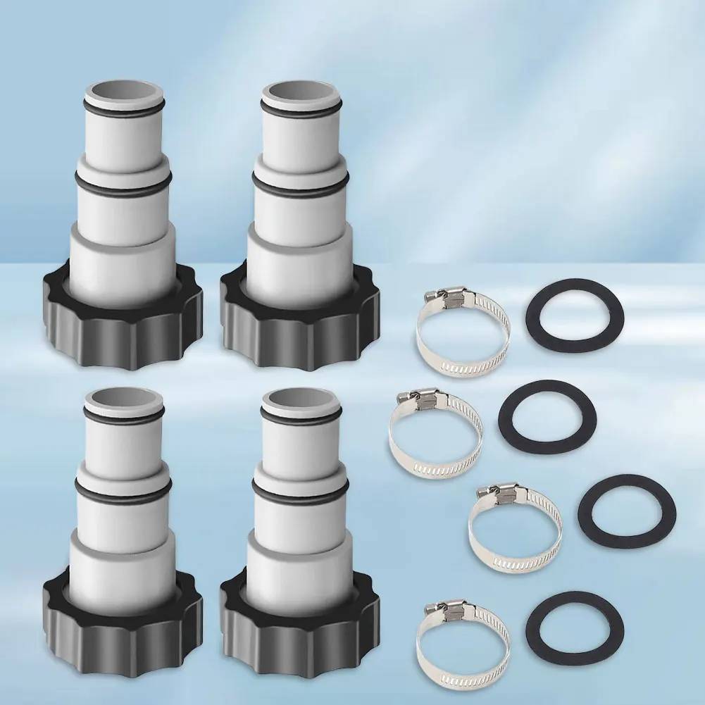Pool Hose Adapter Kit with Clamp Washer Threaded To Clamp Style Hose Adapter for Intex Pool with 1.5 and 1.25-Inch Hoses