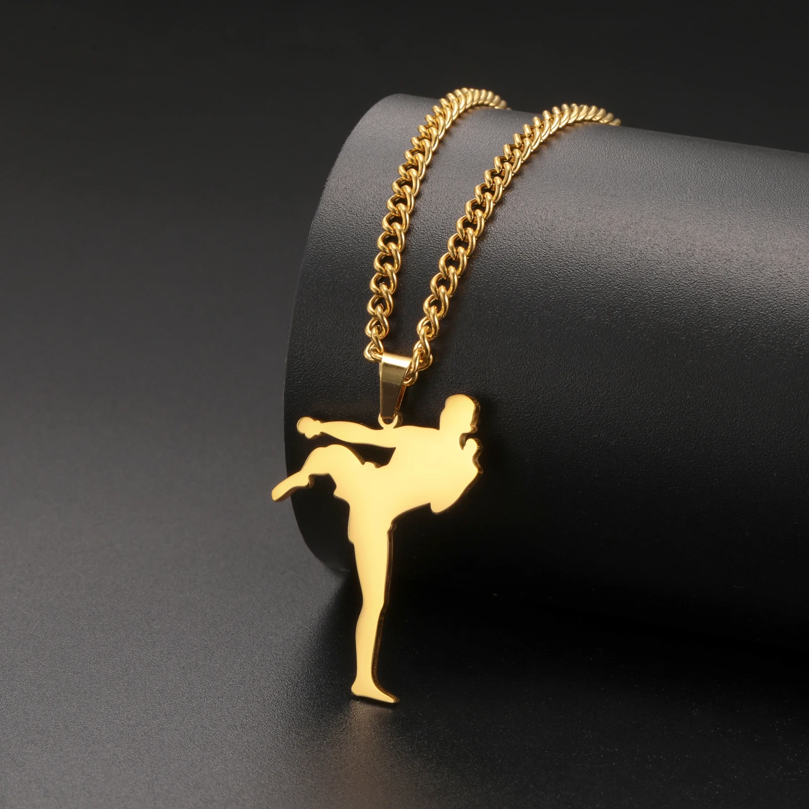 Picture 3: Teamer Taekwondo Figure Pendant Necklace for Men Stainless Steel Cool High Kick Sports Jewelry Friend Gift 2025 Wholesale