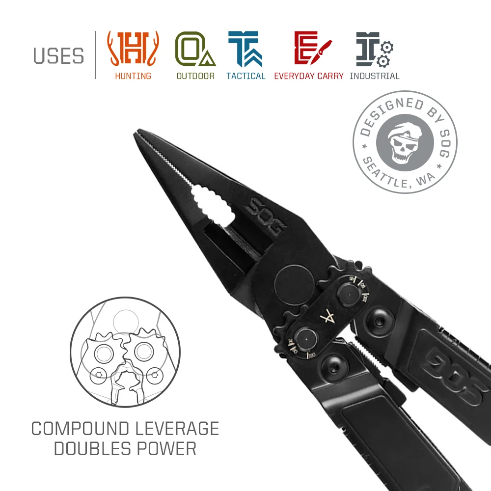 SOG 18 In 1 POWERACCESS Portable Multi-tool Pliers Pocket Knives Tactical Gear EDC Lightweight Outdoor Camping Survival Tools