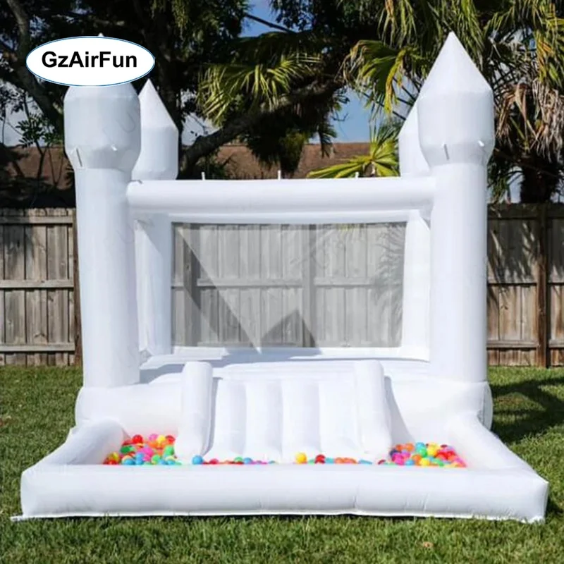 Factory Customized Soft Play Equipment Toddler Bounce House Kids White Bounce House Slide With Ball Pit Inflatable Bouncer