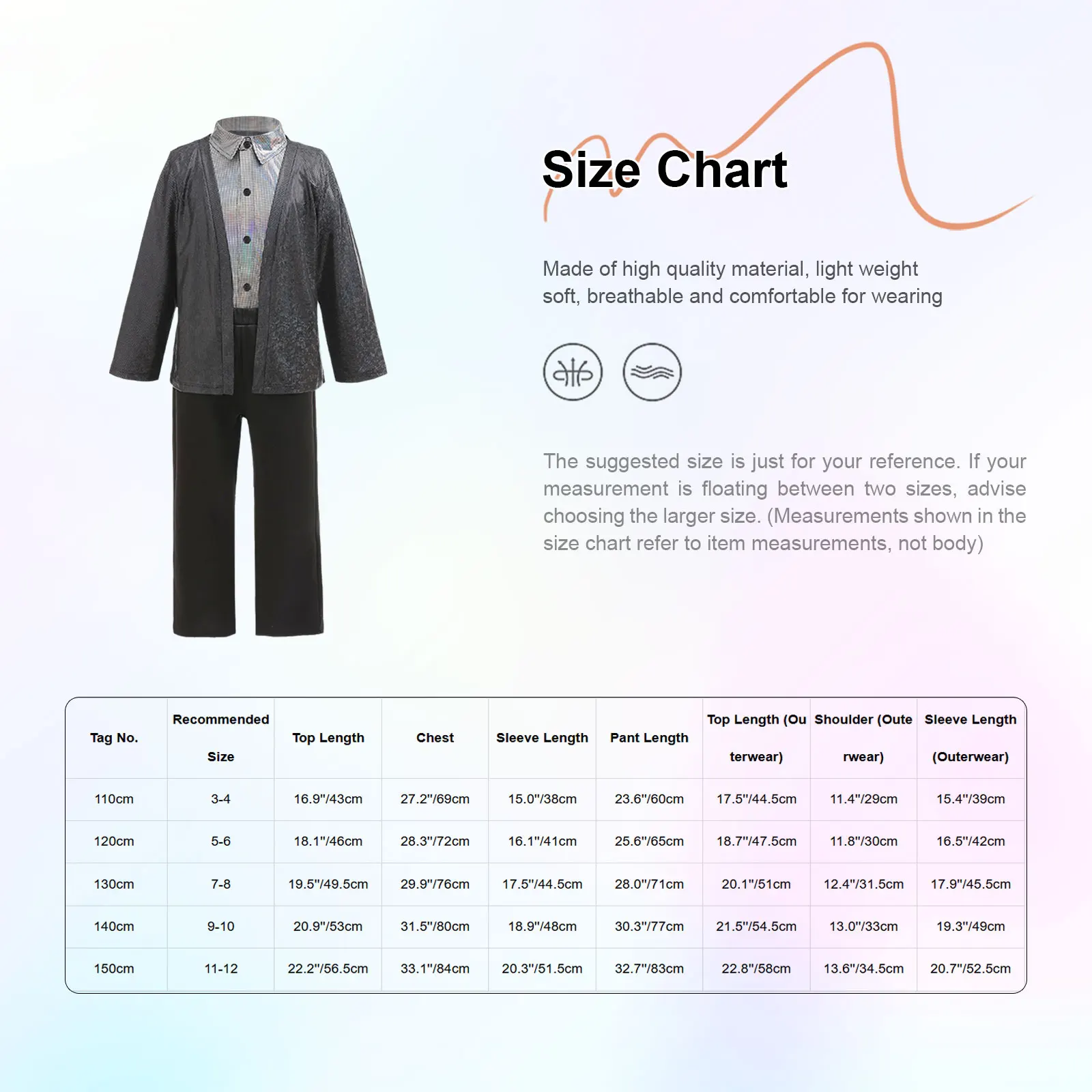 Boys Disco 3 Pieces Dance Outfit Children Formal Suit Long Sleeve Shirt Top Outwear And Long Pants Costume for Stage Performance 6