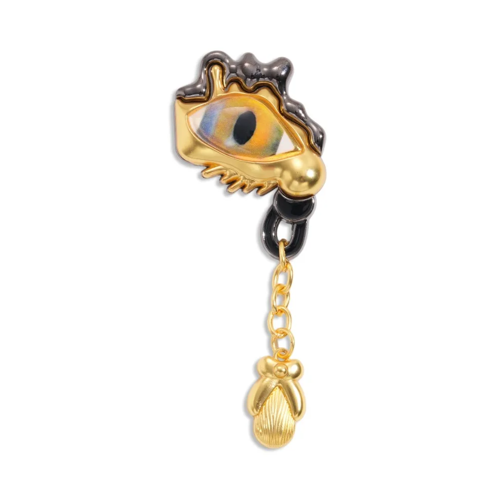 High End Metal Eye Teardrop Tassel Brooch Pins for Women Fashion Unique Badge Coat Suit Collar Jewelry Accessory view 5