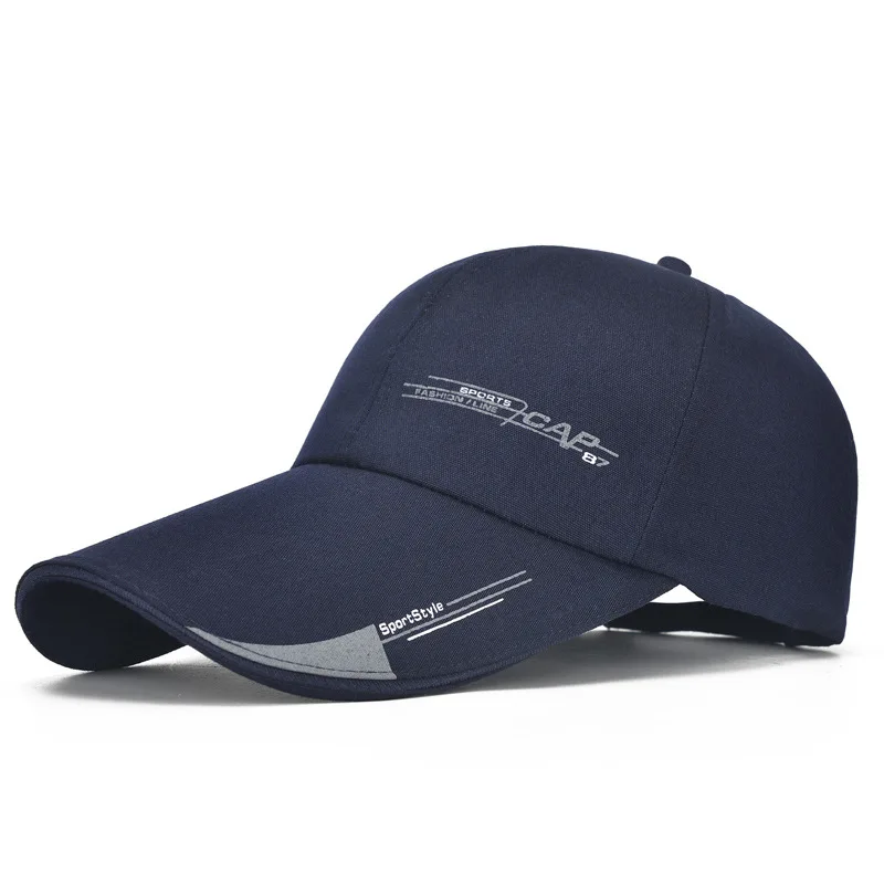 Outdoor Fashion Line Baseball Long Visor Brim Shade Snapback Sun Hat Simple Sports Cap Mens for Fish Bone Trucker Cap Gorras