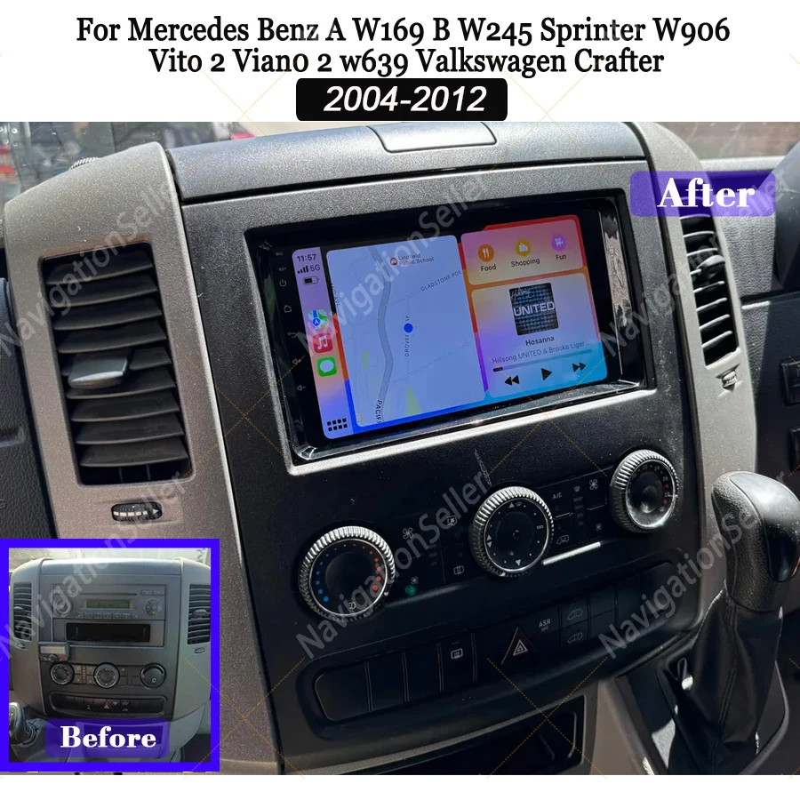 

For Mercedes-Benz Sprinter W906 VW Crafter 2006-2016 Car Radio Touch Screen Navigation Wireless Android Auto Stereo DAB Wifi BT