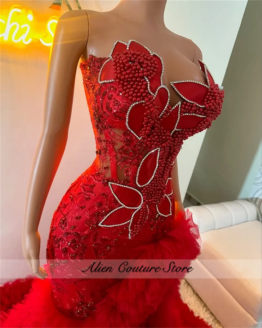 

Charming Prom Party Gown 2025 Tiered Ruffles Beads Crystals Elegant Evening Dresses Birthday Party Dress Customized