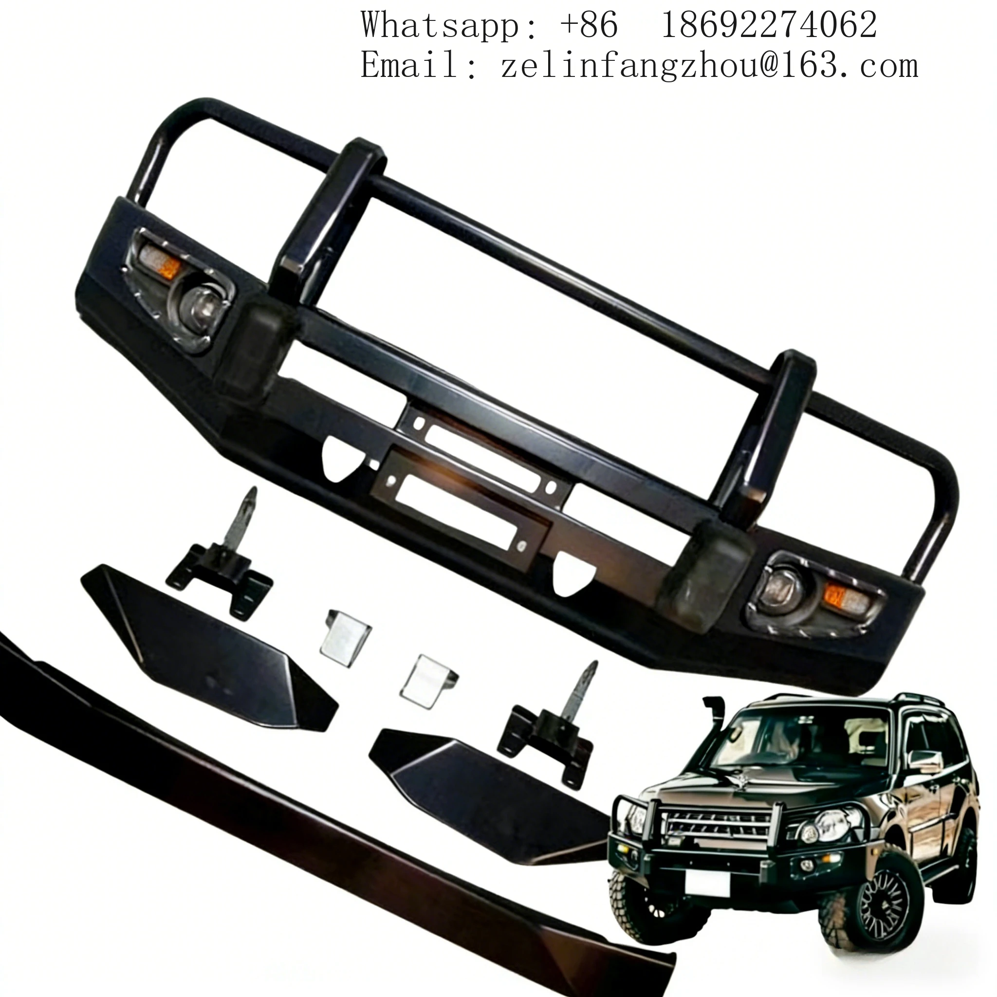 

Стальной передний бампер с вырезами под буксировочный крюк для Montero Pajero V80 V90 V93 V97, внедорожный, усиленный