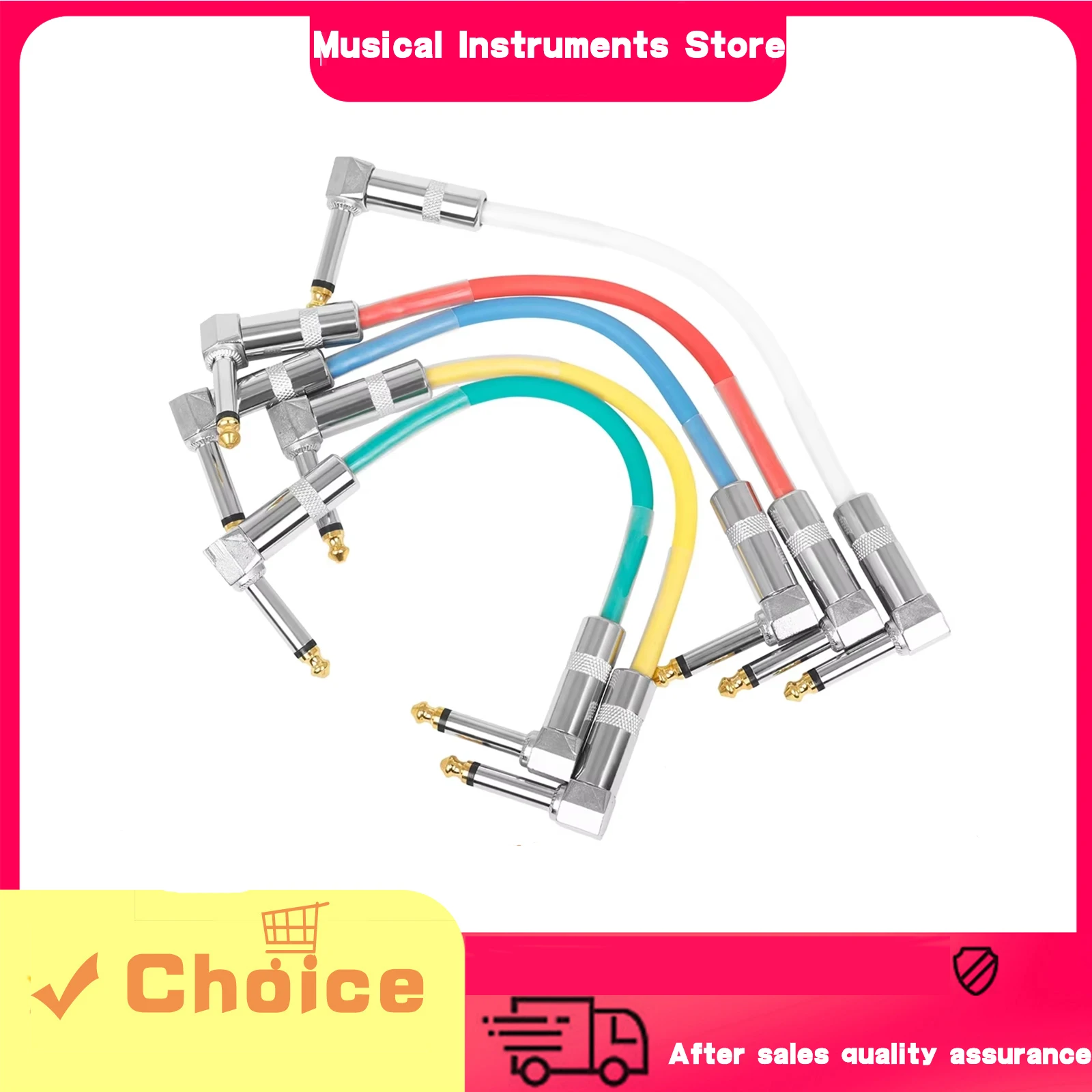 Effects Pedal Cables 15CM PVC-coated Metal Head Various Colors Electric Guitar Effect Cables Electric Guitar Accessories & Part