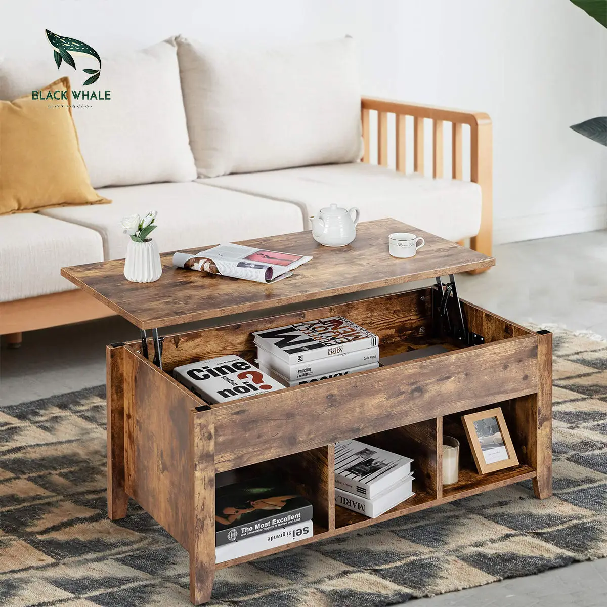 Simple coffee table coffee table storage telescopic lifting living room hotel cross-border supply