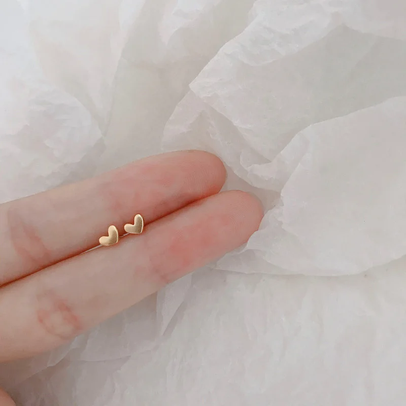 Mooie kleine oorbellen piercings vleugel hart Stud Oorbellen voor vrouwen goud kleur 925 zilveren naalden oor Stud sieraden voor tiener cadeau