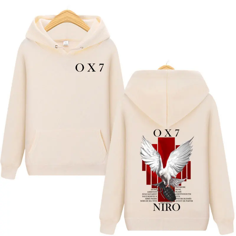Rapper Niro OX7 Álbum Merch Hoodie Homens Mulheres Roupas Hip Hop Moda Moletons com Capuz de Alta Qualidade Fleece Pulôveres de Grandes Dimensões