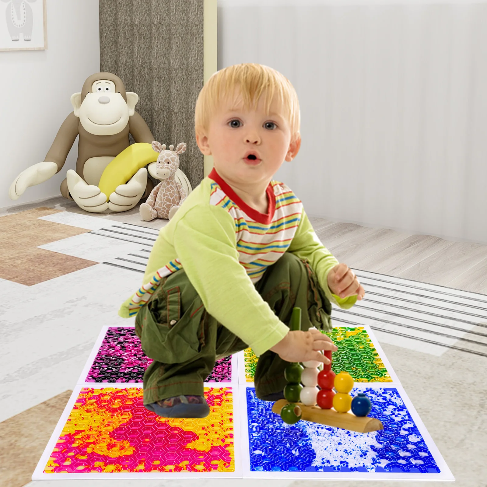 Jouets sensoriels visuels pour enfants, jouets sensoriels interactifs, tapis de direction, expérience amusante, tapis de jeu éducatif