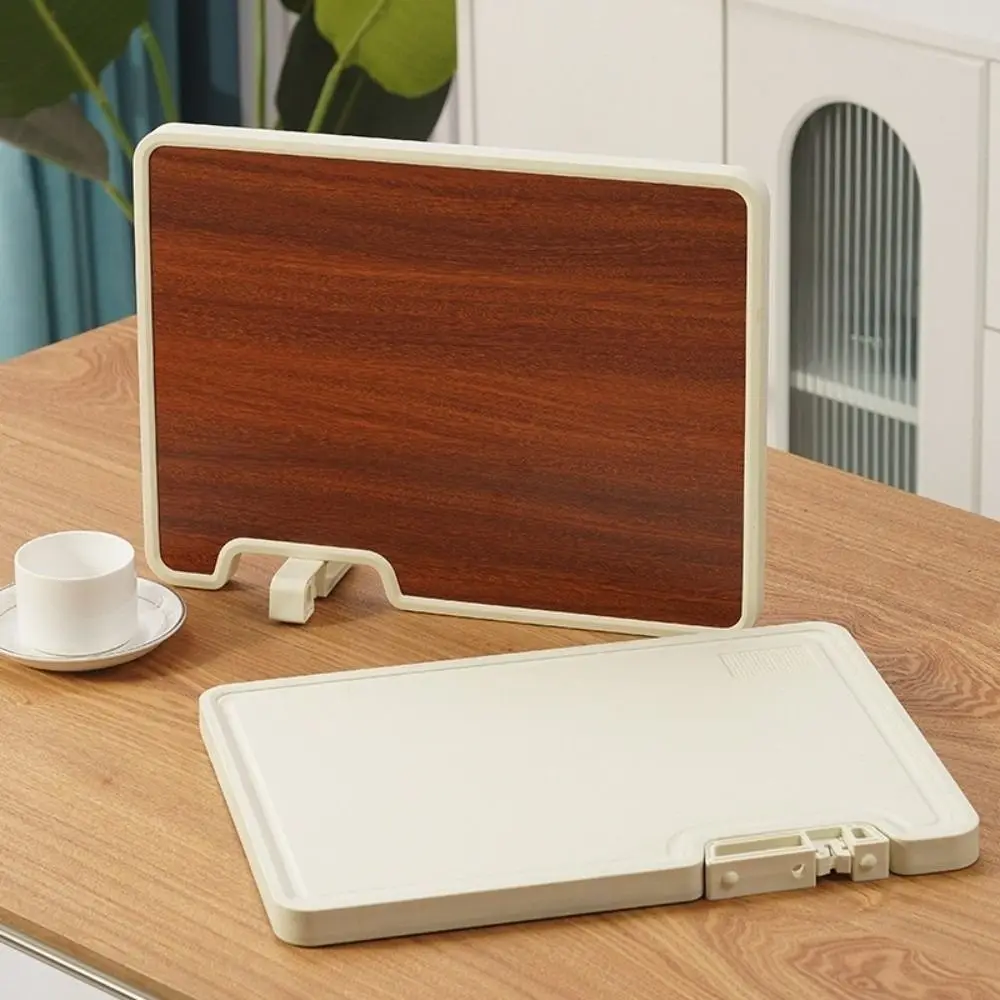 

Double-sided Kitchen Chopping Board Antibacterial Mildew-proof Fruit Cutting Board with Sharpening Stone Stand Design