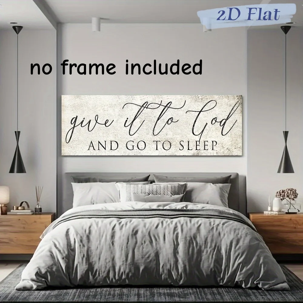 1pc frameless retro minimalist style painting, with the inspirational quote 'Leave everything to God and sleep peacefully', suit