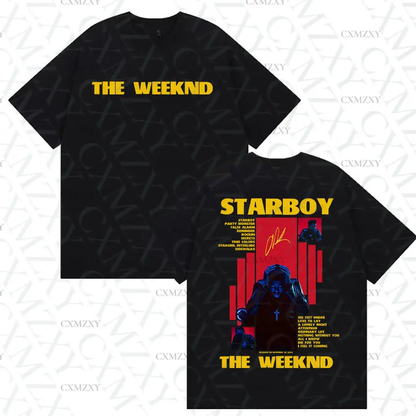 

Рэпер THE WEEKND STARBOY Album 2025, футболки с товаром, мужская уличная готическая хлопковая футболка в стиле хип-хоп в стиле ретро с короткими рукавами Y2k, уличная одежда