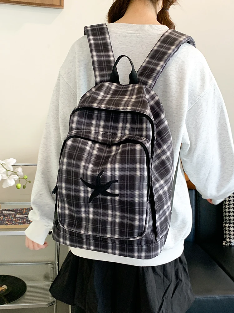 حقيبة ظهر نسائية خفيفة الوزن ذات سعة كبيرة منقوشة على الطراز الكوري حقيبة سفر خارجية لطلاب الجامعات وطلاب المدارس الثانوية