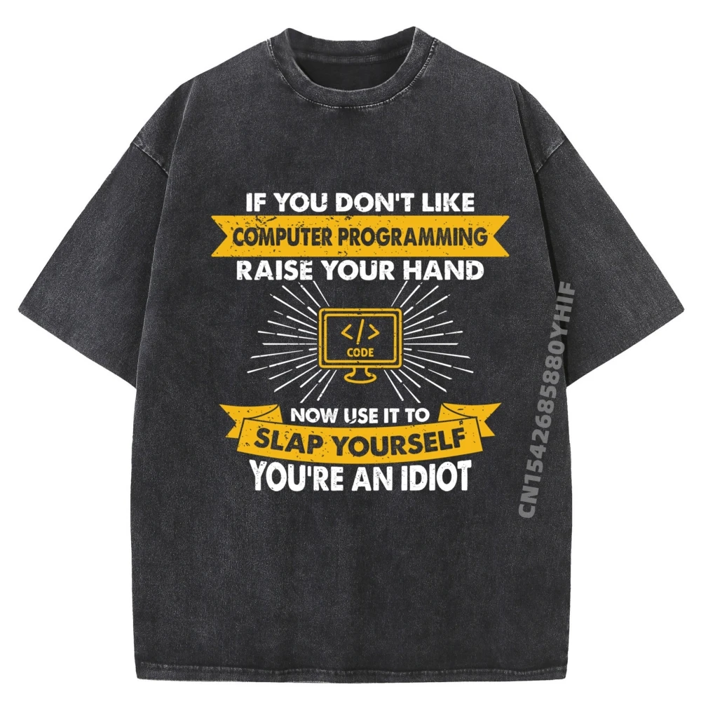 

Raise Your Hand Slap Yourself Хобби Компьютерное программирование Мужская одежда Футболки с рисунком для взрослых для мужчин Классические потертые футболки