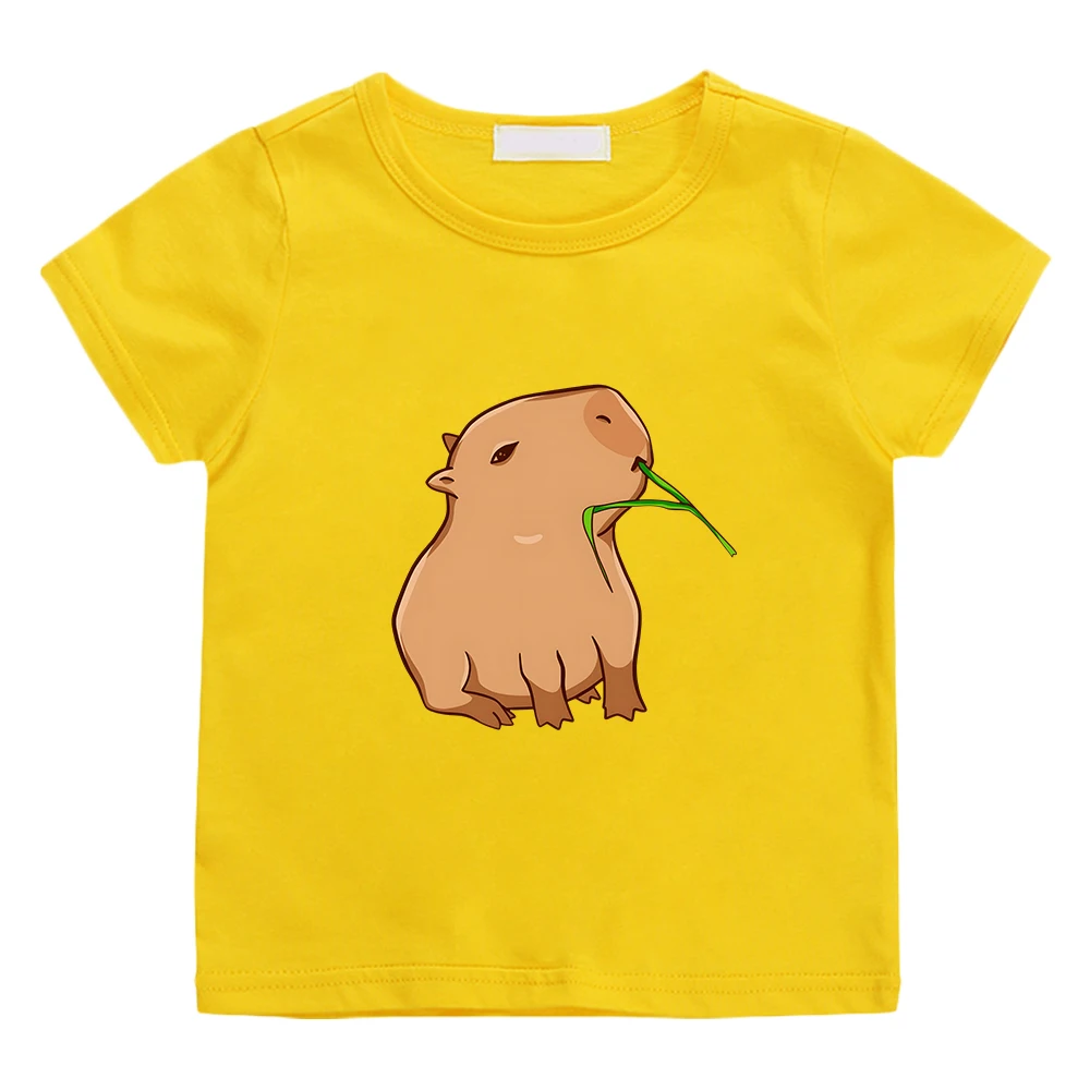 Capybara Aesthetic Manga T-shirts Cute Cartoon Comic Tshirt Fashion 100% Cotton Anime Tee-shirt High Street Boys/girls T Shirt