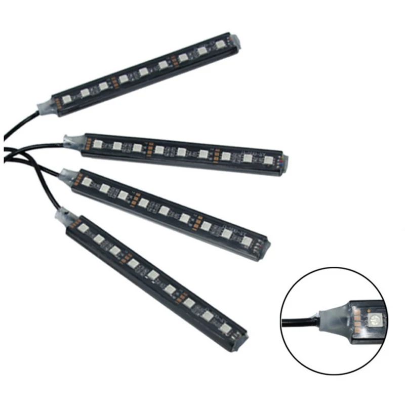 Led Bar Car Interior Backlight Ambient Mood Foot Light With Cigarette Lighter Decorative Atmosphere Lamp Auto Accessories 12v