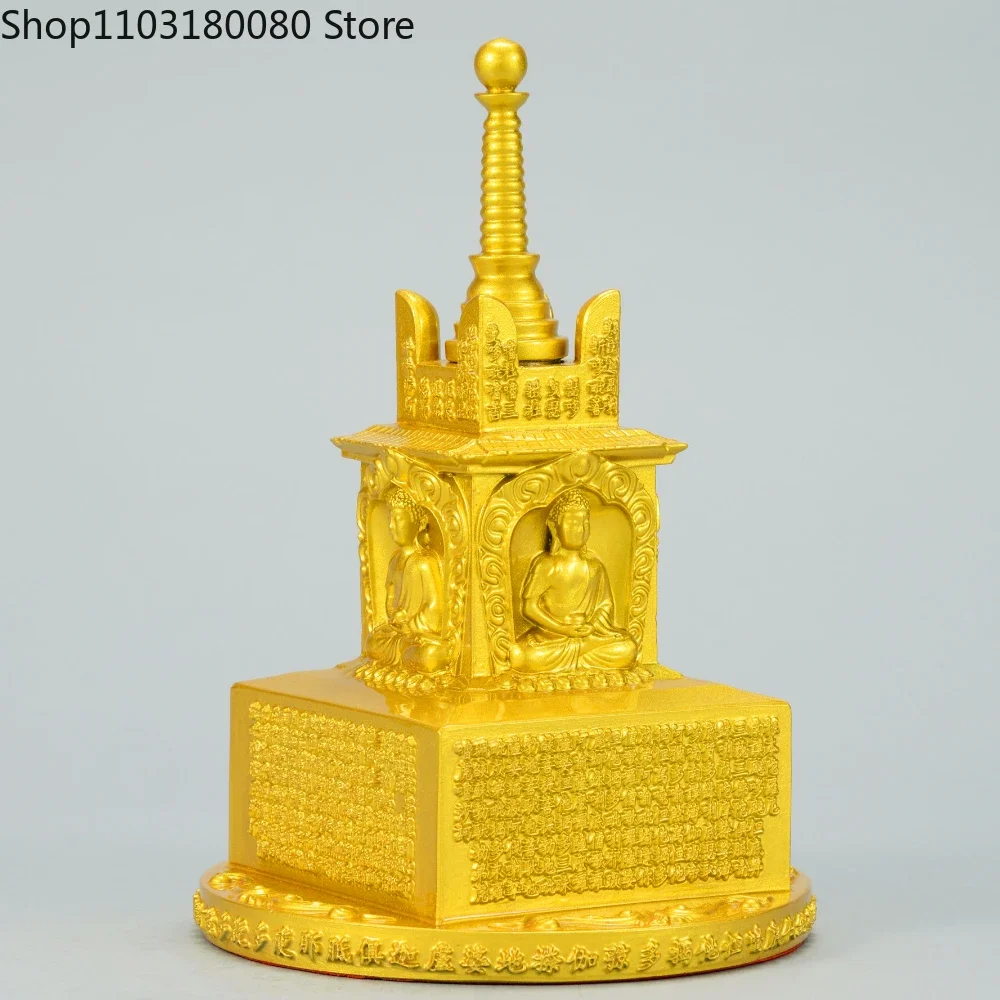 Copper No Dirt Clean Light Dharani Sutra Stupa statue Brass Sarira Dagoba sculpture,31cm,20cm