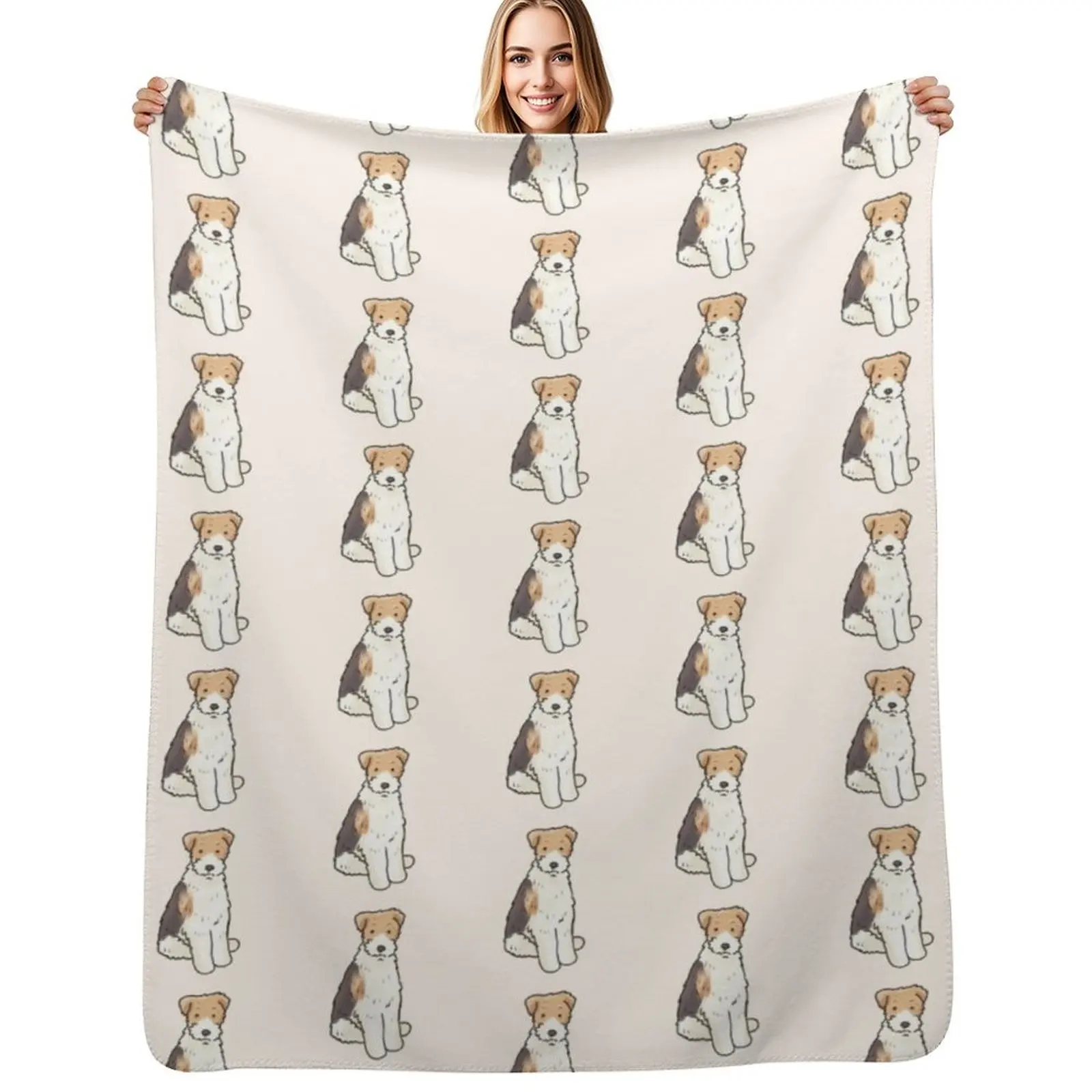 Linda manta con ilustración de perro Wire Fox Terrier, manta acogedora, regalo de cumpleaños para él y ella