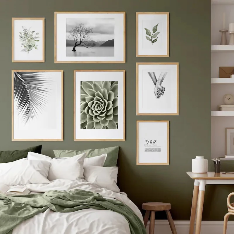 Nordic Home Decor Peace Nature Green Botanical Wall Posters and Prints Canvas Painting Art Pictures for Living Room Wall Deco