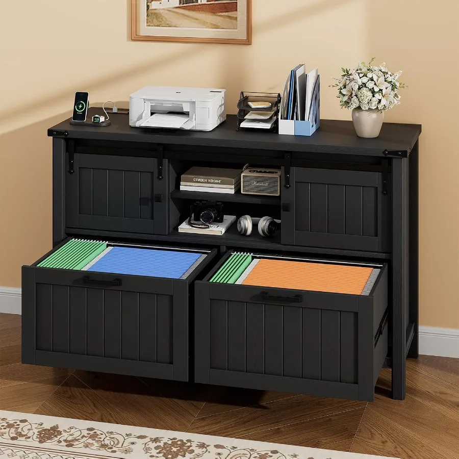 Farmhouse File Cabinet for Legal A4 Letter Size Use Rustic Wood Finish Natural Brown Heavy-Duty Storage Solution